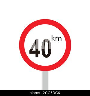 Verkehrszeichen maximale Geschwindigkeit 40km. Symbol und Vektor-Verkehrszeichen. Abbildung Stock Vektor