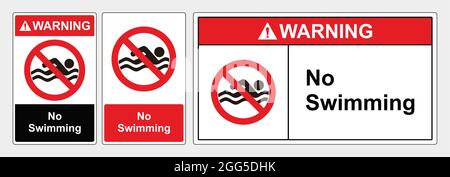 Sicherheitsschild kein Schwimmen. Warnschild Vektorgrafik. OSHA- und ANSI-Standardzeichen eps10 Stock Vektor