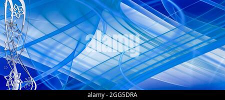 Weihnachten Hintergrund abstrakte Sterne und Schneeflocken blau weißes Gold mit Linien und Wellen Banner Stockfoto