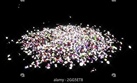 Schöne Glanzfarbe Edelsteine Juwel fallen auf schwarze Oberfläche 3d Render Stockfoto