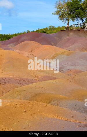 Die geologische Formation sieben farbigen Erden in den Chamarel plain genannt, Mauritius Stockfoto