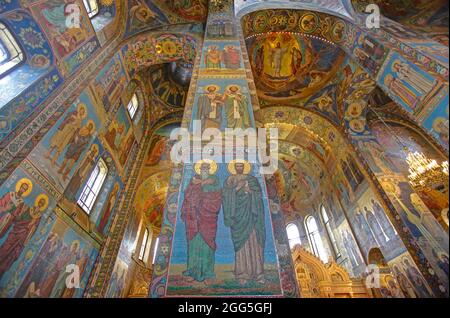 Mosaiken im Inneren der Kirche des Retters auf Blut, Sankt Petersburg, Russland Stockfoto