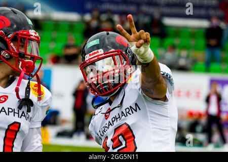 # 12 Chaska Perron, DB, Saarland Hurricanes Stockfoto