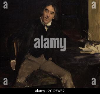 Henry Irving (1838-1905). Englischer Theaterschauspieler. Erster Schauspieler, der für den Bühnendienst zum Ritter geschlagen wurde (1895). Portrait von Jules Bastien-Lepage (1848-1884). Öl auf Leinwand (46 x 47,5 cm), 1880. National Portrait Gallery. London, England, Vereinigtes Königreich. Stockfoto