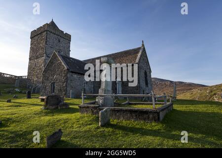 Eine malerische Aussicht auf die St. Clement's Church an einem sonnigen Tag, Rodel Isle, Großbritannien Stockfoto