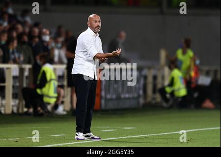 Vincenzo Italiano-Manager von ACF Fiorentina Gesten während ACF Fiorentina gegen FC Turin, Italienische Fußballserie A Spiel in Florenz, Italien, August 28 2021 Stockfoto