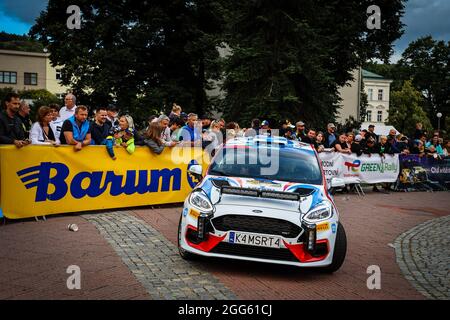 45 Sami PAJARI (FIN), Marko SALMINEN (FIN), Ford Fiesta Rally4, Porvoon Autopalvelu, während der European Rally Championship ERC Barum Rallye 2021, vom 27. Bis 29. August, in Zlin, Tschechische Republik - Foto Jorge Cunha / DPPI Stockfoto