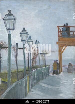 Terrasse und Aussichtsplattform im Moulin de Blute-Fin, Montmartre Anfang 1887 von Vincent van Gogh Stockfoto