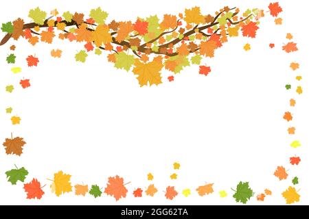 Saisonales Rahmendesign mit Ahornblättern isoliert auf weißem Hintergrund. Saisonverkauf im Hintergrund mit fallenden Herbstblättern. Speicherplatz kopieren. Vektorgrafik Stock Vektor