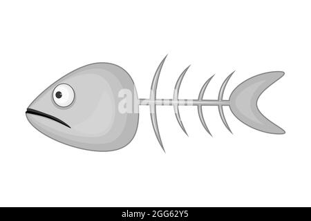 Fischgräte isoliert auf weißem Hintergrund. Fischknochen-Symbol. Fisch Skelett Zeichen in flachen Cartoon-Stil. Fischreste oder fossiles Piktogramm.Vektorgrafik Stock Vektor