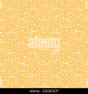 Kürbisse nahtloses Muster, orangefarbener monochromer Hintergrund Stock Vektor