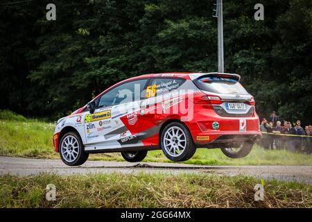 56 Adrienn VOGEL (HUN), Ivett NOTHEISZ (HUN), Ford Fiesta Rally4, Aktion während der European Rally Championship 2021 ERC Barum Rallye, vom 27. Bis 29. August, in Zlin, Tschechische Republik - Foto Jorge Cunha / DPPI Stockfoto