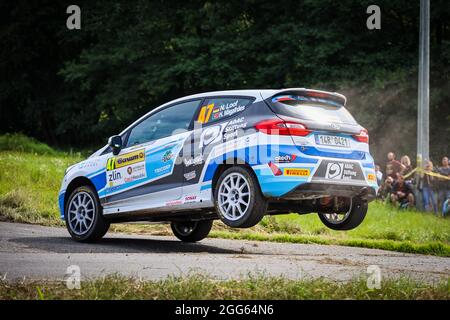 47 Nick LOOF (DEU), Hugo MAGALHAES (PRT), Ford Fiesta Rally4, Aktion während der European Rally Championship 2021 ERC Barum Rallye, vom 27. Bis 29. August, in Zlin, Tschechische Republik - Foto Jorge Cunha / DPPI Stockfoto