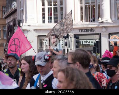 Extinction Rebellion Protest mittwoch, 25. August 2021, Oxford Circus London UK. Stockfoto