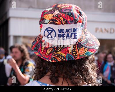 Extinction Rebellion Protest mittwoch, 25. August 2021, Oxford Circus London UK. Stockfoto