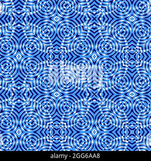 Nahtloses Muster mit geometrischen Motiven in 3 Farben Stockfoto
