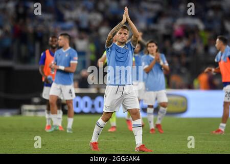 Roma, Italien. August 2021. Ciro unbeweglich der SS Lazio während der Serie EIN Fußballspiel zwischen SS Lazio und Spezia Calcio im Olimpico-Stadion in Rom (Italien), 28. August 2021. Foto Antonietta Baldassarre/Insidefoto Kredit: Insidefoto srl/Alamy Live News Stockfoto