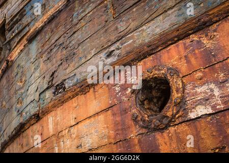 Detail von Schiffswracks in Camaret Sur Mer. Stockfoto