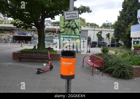 Wahlplakat der Allianz 90/die Grünen am Dürerplatz in Schöneberg, Berlin - 22. August 2021. Stockfoto