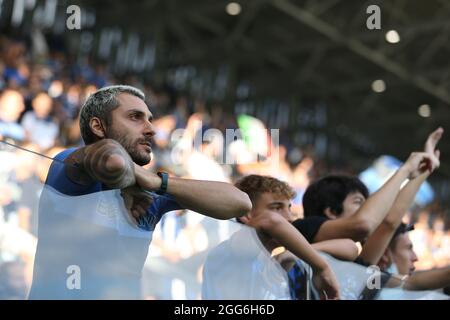 Gewiss Stadium, Bergamo, Italien, 28. August 2021, Atalanta Fans während des Spiels Atalanta BC gegen Bologna FC - Italienische Fußballserie A Stockfoto