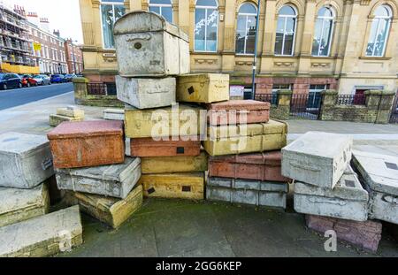 A Case History, ein öffentliches Kunstprojekt von John King in Liverpool Stockfoto