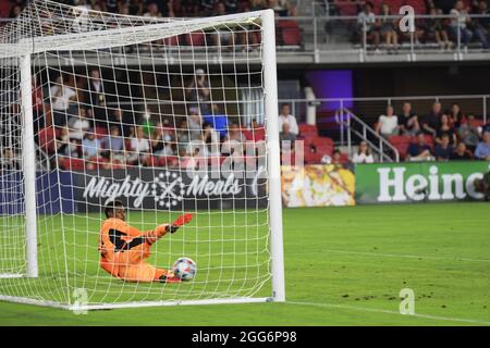 28. August 2021, Washington, District of Columbia, USA: DC United erster Treffer beim Spiel DC United gegen Philadelphia, heute am 28. August 2021 im Audi-Feld in Washington DC, USA. Endergebnis DC United 3 Philadelphia 1 (Bildquelle: © Lenin Nolly/ZUMA Press Wire) Stockfoto