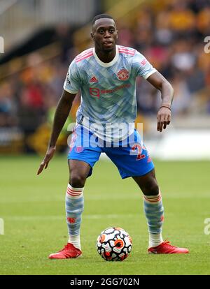 Aaron Wan-Bissaka von Manchester United in Aktion während des Spiels der Premier League im Molineux Stadium, Wolverhampton. Bilddatum: Sonntag, 29. August 2021. Stockfoto