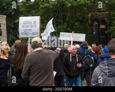 Newcastle upon Tyne, Großbritannien. 29. August 2021, Anti-Covid-19-Protestkundgebung. Gaul NE News/Alamy News Stockfoto