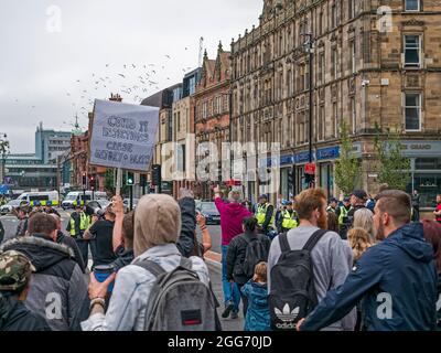 Newcastle upon Tyne, Großbritannien. 29. August 2021, Anti-Covid-19-Protestkundgebung. Gaul NE News/Alamy News Stockfoto
