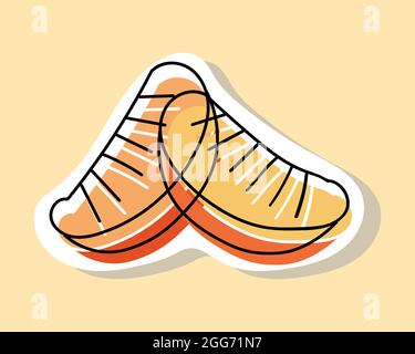 Vektordarstellung von tangerinen oder orangen Schichten. Doodle-Stil mit versetzter Kontur. Stock Vektor