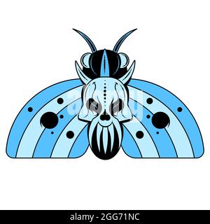 Abbildung eines Schmetterlings Totes Kopfbild mit einem Totenkopf-Muster auf dem Thorax. Vektor-Banner mit realistischen Motten schließen Stock Vektor