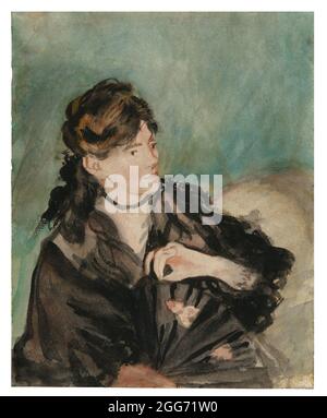 Porträt von Berthe Morisot mit einem Fan 1874 von Édouard Manet Stockfoto