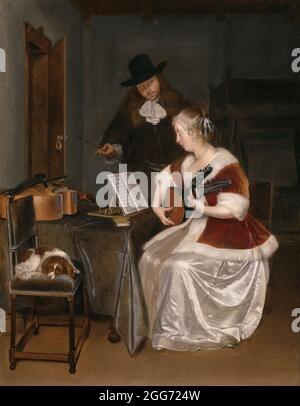 Die Musikstunde von Gerard ter Borch 1670 Stockfoto