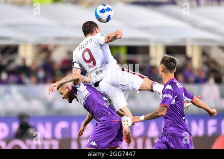 Florenz, Italien. August 2021. Andrea Belotti (Turin) während ACF Fiorentina gegen Turin FC, Italienische Fußballserie A Spiel in Florenz, Italien, August 28 2021 Quelle: Independent Photo Agency/Alamy Live News Stockfoto