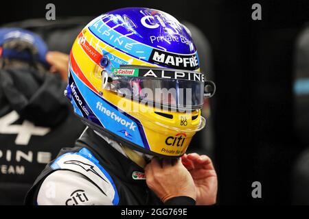 Fernando Alonso (ESP) Alpine F1 Team. Großer Preis von Belgien, Sonntag, 29. August 2021. Spa-Francorchamps, Belgien. Stockfoto