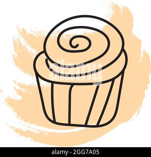 Süße Cinammon-Rolle, Symbolillustration, Vektor auf weißem Hintergrund Stock Vektor