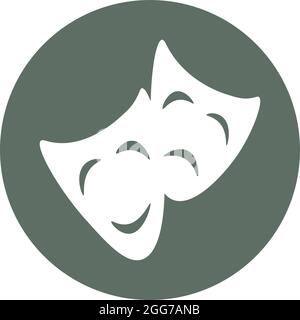 Theatermasken, Symboldarstellung, Vektor auf weißem Hintergrund Stock Vektor