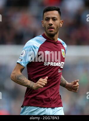 Turf Moor, Burnley, Lancashire, Großbritannien. August 2021. Premier League Football, Burnley versus Leeds United: Dwight McNeil of Burnley Credit: Action Plus Sports/Alamy Live News Stockfoto