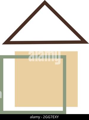 Beigefarbenes Haus, Symbolillustration, Vektor auf weißem Hintergrund Stock Vektor