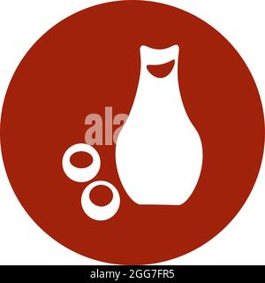 Japanischer Sake, Symbolillustration, Vektor auf weißem Hintergrund Stock Vektor