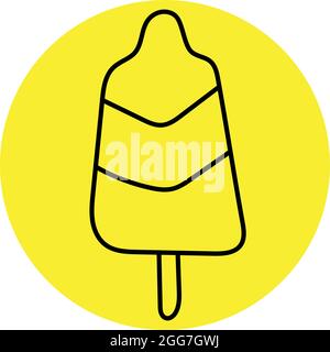 Zitroneneis auf einem Stock, Symbolillustration, Vektor auf weißem Hintergrund Stock Vektor