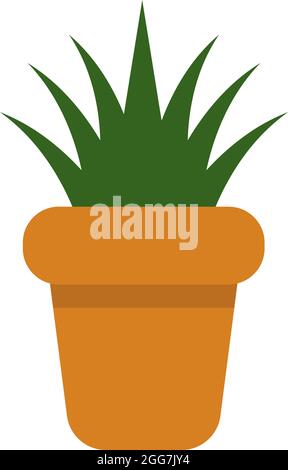 Aloe Vera Pflanze in einem Topf, Symbolillustration, Vektor auf weißem Hintergrund Stock Vektor