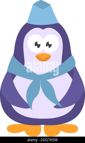 Stewardess Pinguin, Symbolillustration, Vektor auf weißem Hintergrund Stock Vektor