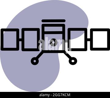 Satellitenstation, Symboldarstellung, Vektor auf weißem Hintergrund Stock Vektor