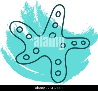 Blauer Meeresstern, Symbolillustration, Vektor auf weißem Hintergrund Stock Vektor