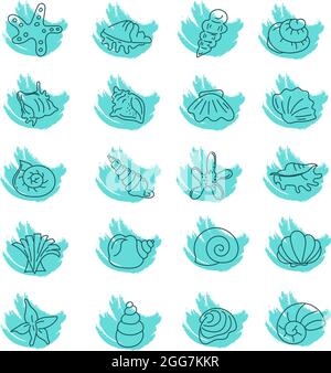 Blaue Muscheln, Symbolillustration, Vektor auf weißem Hintergrund Stock Vektor