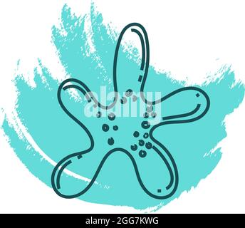 Einfacher blauer Seestern, Symbolillustration, Vektor auf weißem Hintergrund Stock Vektor