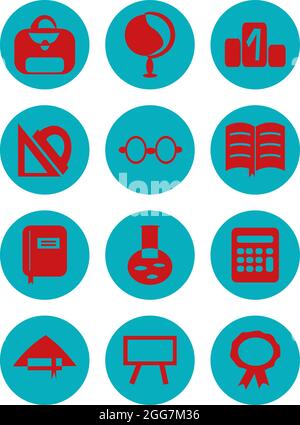 Schulstudie, Symbolillustration, Vektor auf weißem Hintergrund Stock Vektor