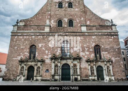 St. Peters Churchs Eingang. Riga, Lettland Stockfoto