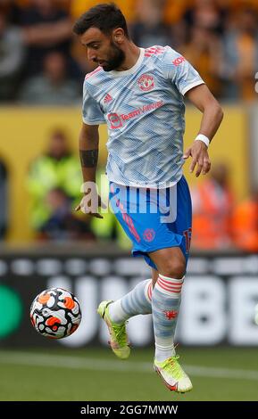 Wolverhampton, England, 29. August 2021. Bruno Fernandes von Manchester United während des Spiels in der Premier League in Molineux, Wolverhampton. Bildnachweis sollte lauten: Darren Staples / Sportimage Credit: Sportimage/Alamy Live News Stockfoto